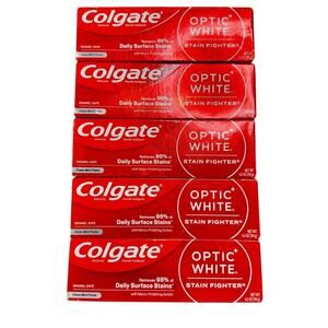 Lot Of 5 Colgate Optic White Stain Fighter Clean Mint Toothpaste 4.2oz  ex 11/26